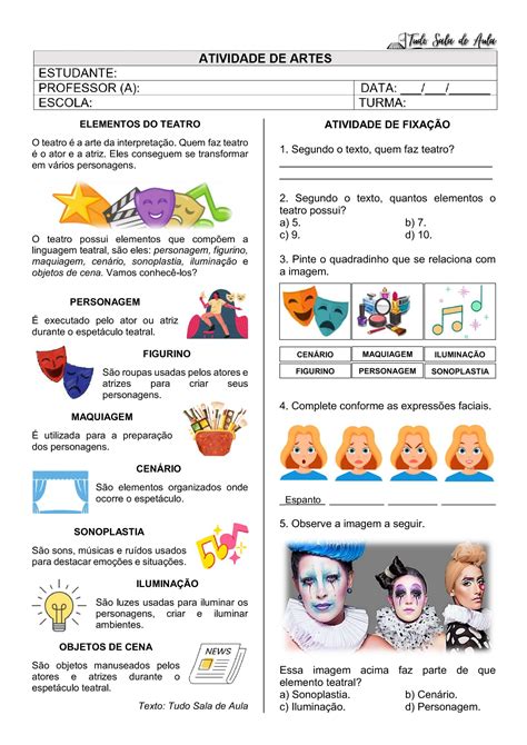 atividade de teatro 4 ano